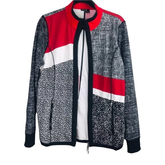 BYLYSE Multicoloured Zip up Jacket Women Size M black and Red - Picture 2 of 16